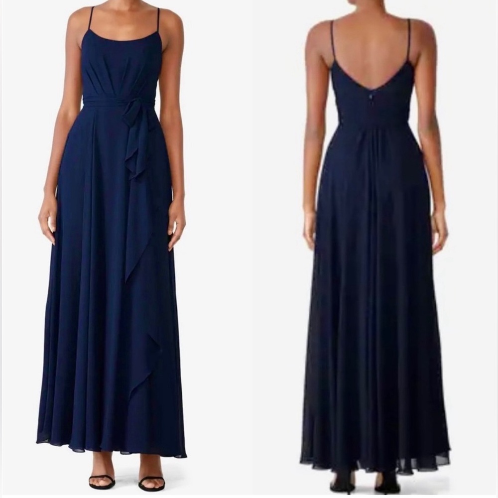 AMSALE Campbell Long Gown in Navy Navy Bridesmaid Dress Formal - Size 10 nwot